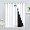 Pure White 100% Blackout Curtains 45 Inches Long 52" Wide 2 Panel (52"W x 45"L (Pack of 2) / Pure White)
