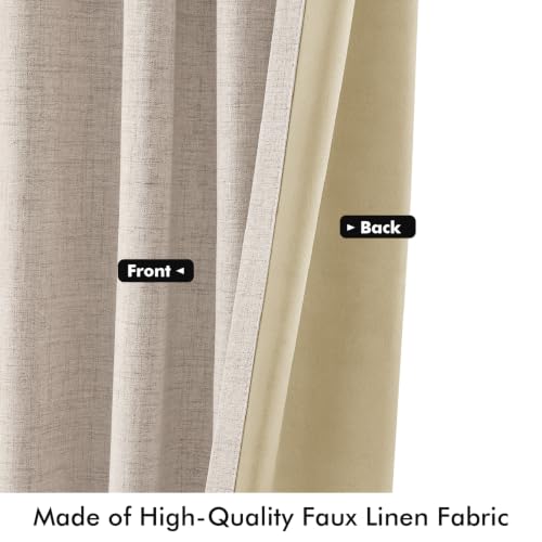 100% Blackout Linen Curtains 42 x 63 Inch Natural 2 Panels (Natural / 42"W x 63"L (Pack of 2))