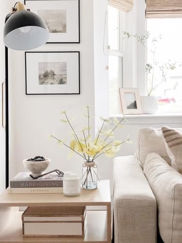 Artificial Eucalyptus Stems in Glass Vase with Faux Water (Beige)