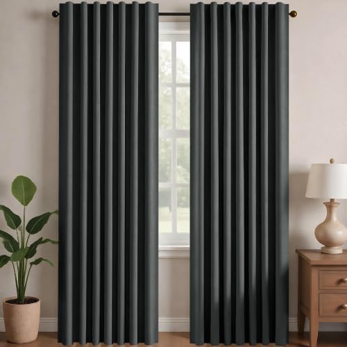 Blackout Curtains for Bedroom (Dark Grey / 70"W x 84"L (Pack of 2))