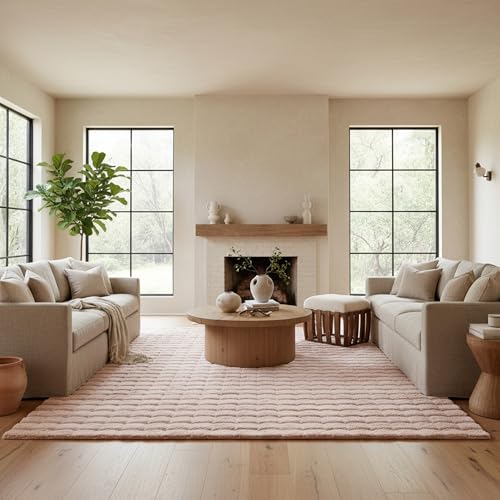 Jeni Blush Checkered Washable Area Rug (Jeni Blush / 5' x 8' (Rectangular))
