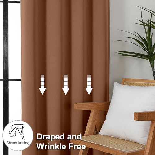 Ava Sun Baked Blackout Curtains for Bedroom 96 Inches Long 2 Panels (Sun Baked / 40"W x 96"L (Pack of 2))
