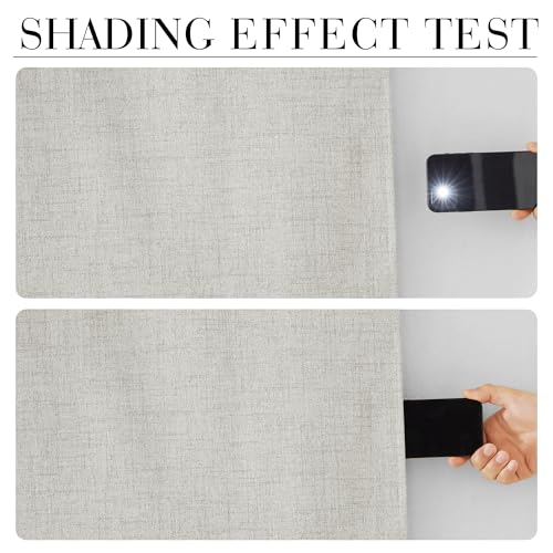 Cream Linen 100% Blackout Curtains for Bedroom 52 Width 120 Long (Cream / 52"W x 120"L (Pack of 2))
