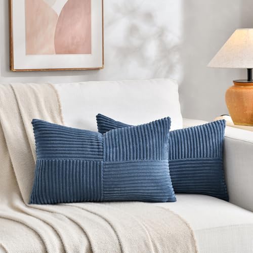 2 Packs Dusty Blue Lumbar Decorative Throw Pillow Covers 14x24 Inch for Couch Bed Sofa (Dusty Blue / 24" x 14" (Pack of 2))