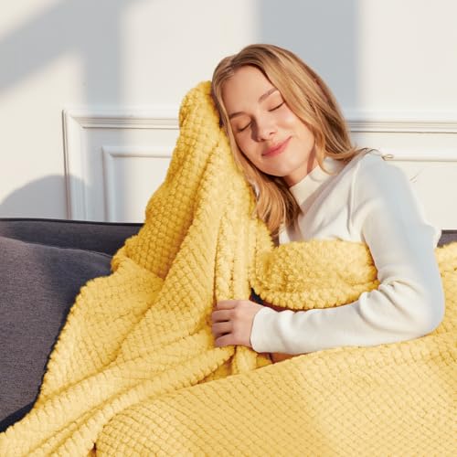 Soft Fleece Twin Size Bed Blanket (Yellow / Twin(60x80 In))