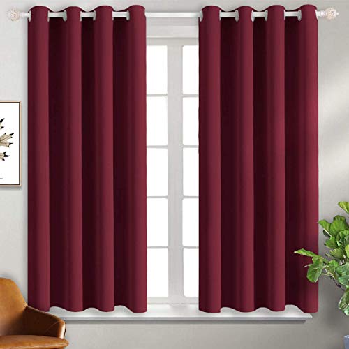 Burgundy Blackout Curtains for Bedroom 54 Inch Long (Burgundy / 46"W x 54"L (Pack of 2))