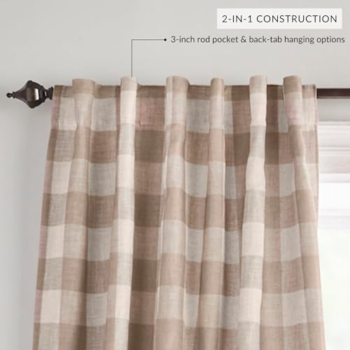 Grainger Buffalo Check Blackout Window Curtain (Linen / 52"W x 84"L (Pack of 1))