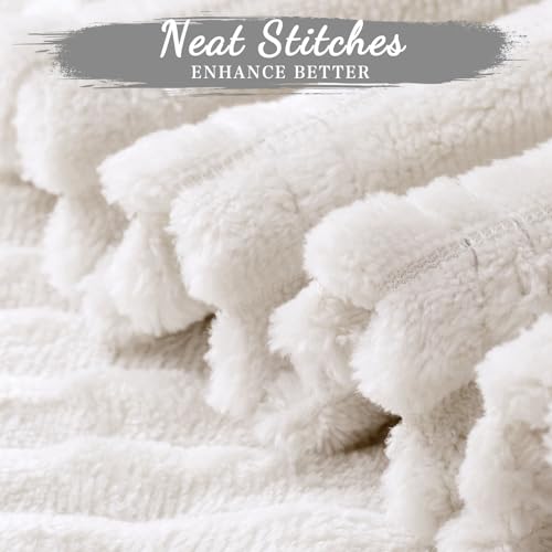 24 Pcs Flannel Blankets Bulk (Cream White)