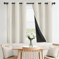 Cream 100% Blackout Curtains Room Darkening Living Room 36 Inch (Cream / 42"W x 36"L (Pack of 2))