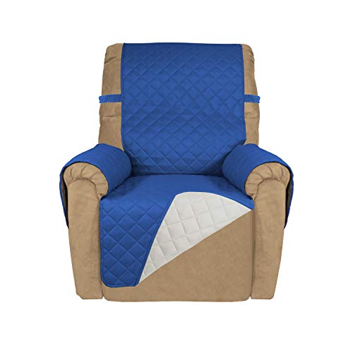 Reversible Recliner Chair Covers Couch Covers for Dogs (Small Recliner / Classic Blue/Ivory)
