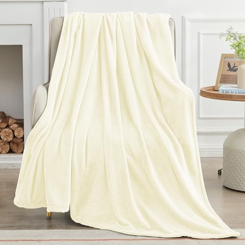 Cream Fleece Blanket Twin Size (Cream / Twin(60"x80"))