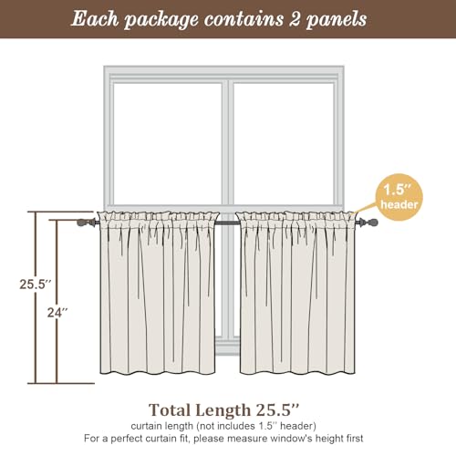 Sheer Lemon Tier Curtains 24 Inch Length Set (Lemon / 42"W x 24"L (Pack of 2))