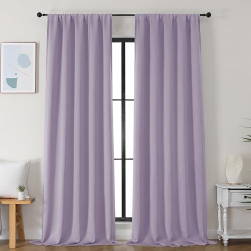 Lilac Blackout Curtains for Bedroom 96 Inches Long 2 Panels (Lilac / 50"W x 96"L (Pack of 2))