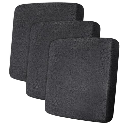 Leather Look Couch Cushion Covers Sofa Seat Slipcovers Sets Couches Furniture Protector for Sectional Armchair Loveseat Pets Kids Stretch Spandex Fabric (3 Cushion Sofa / 05 Dark Grey)