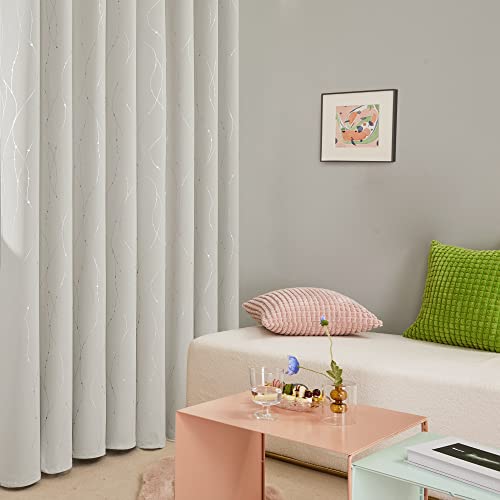 Living Room Curtains 84 Inches Long (Light Beige/Wave Dots / 38"W x 84"L (Pack of 2))