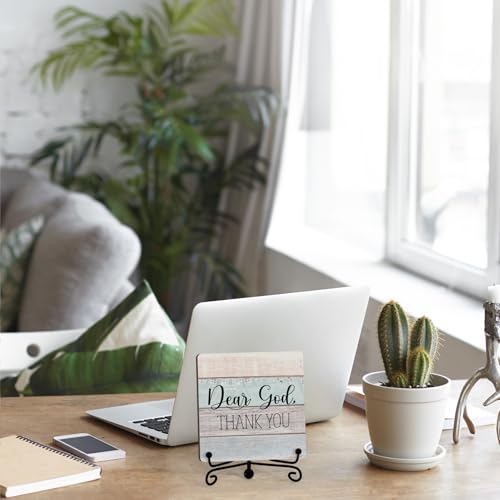 Home Decor Farmhouse Shelf Decor For Living Room (Dear God (Rutsic-08) / Wooden Sign with Iron Stand)
