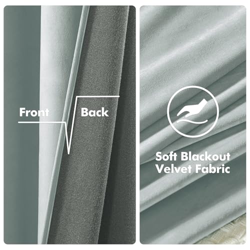 Velvet Curtains Misty Blue 52 x 96 Inch Length Set of 2 (Misty Blue / 52"W x 96"L (Pack of 2))