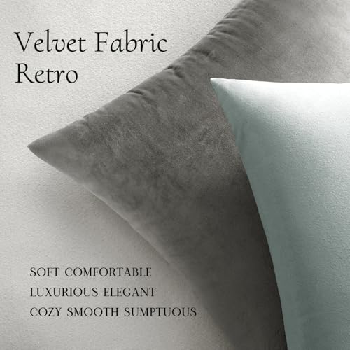 Velvet Throw Pillow Covers 18x18 Inch Pack of 2 Grey (18" x 18" (Pack of 2) / Grey)