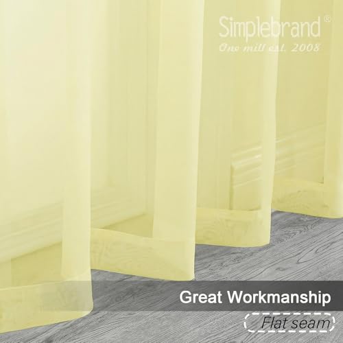 Light Yellow Sheer Curtains 63 Inch Length 2 Panels for Bedroom (Light Yellow / 42"W x 63"L (Pack of 2))