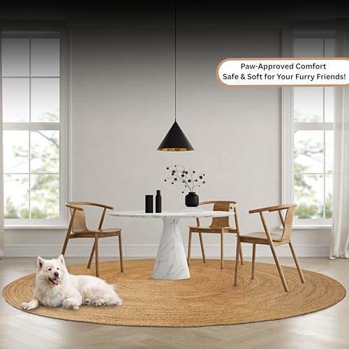 Jute Braided Woven Area Rug 8 Feet Round (8' Round / Natural)