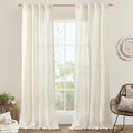 Semi Sheer Linen Curtains 90 Inch Length (Natural / 34"W x 90"L (Pack of 2))