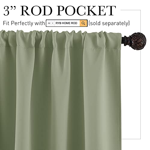 Cafe Blackout Curtains 24 inch Length (Sage Green / 29"W x 24"L (Pack of 2))