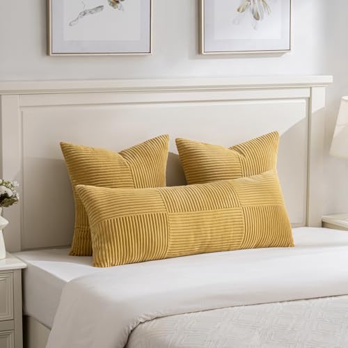 2 Packs Mustard Yellow Decorative Throw Pillow Covers 18x18 Inch for Living Room Couch Bed (Mustard Yellow / 18" x 18" (Pack of 2))