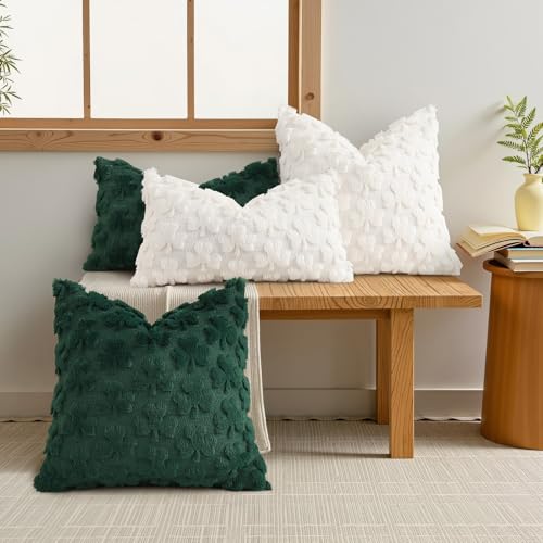Faux Fur Throw Shamrock Green Pillow Covers 18x18 Set of 2 (18" x 18" (Pack of 2) / Shamrock Green)