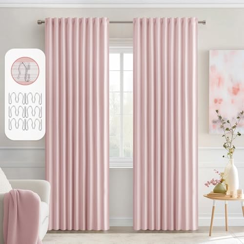 Light Pink Back Tab Blackout Curtains 52x84 Inch Length 2 Panels Set (Light Pink / 52"W x 84"L (Pack of 2))