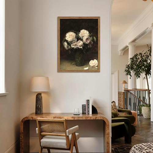 Vintage Floral Wall Art (White Rose / 16"L x 12"W)