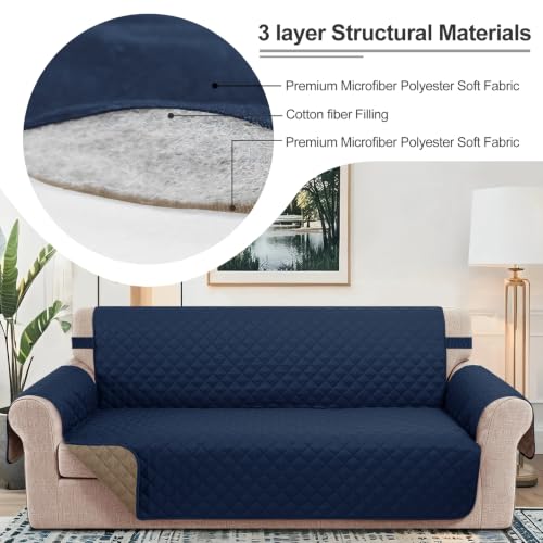Oversized Loveseat Couch Cover for Dogs (Navy/Camel / Loveseat - Oversized (54"))