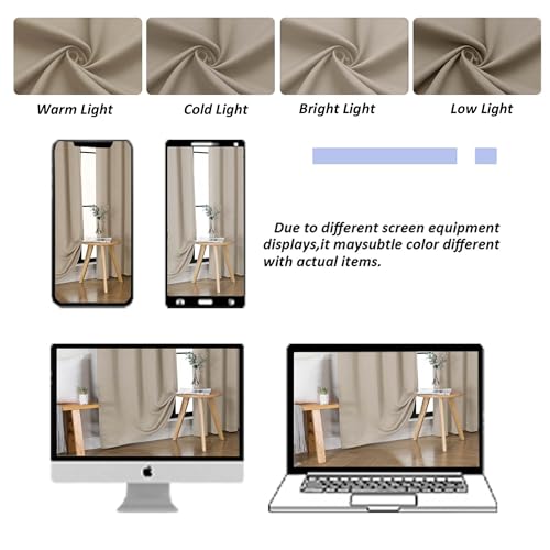 Ava Biscotti Beige Blackout Curtains for Bedroom 72 Inch Length 2 Panels Set (Biscotti Beige / 40"W x 72"L (Pack of 2))