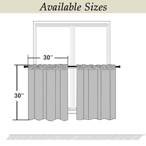 Ava Ever Green Short 30 Inches Blackout Curtain 2 Panels Set (Ever Green / 30"W x 30"L (Pack of 2))