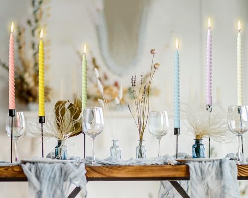 10 Inch Cream Spiral Taper Candles for Home Decoration (Candy)