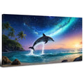 Blue Ocean Wall Art Dolphin Pictures Wall Decor Colorful Galaxy Nebula Starry Canvas Prints Painting Palm Tree Poster Modern Animal Seascape Artwork for Bedroom Living Room Home Decoration 24x48” (48"L x 24"W / Galaxy)
