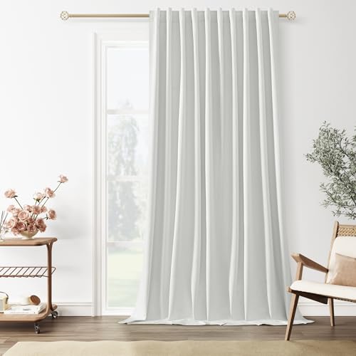 White 100% Blackout Linen Curtains 70 Inch Wide by 108 Inch for Living Room Bedroom Back Tab Thermal Insulated Black Out 1 Drapes Room Darkening Window Curtains (White / 70"W x 108"L (Pack of 1))