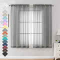 2 Panels Sheer Curtains 63 Inches Long Rod Pocket Light Weight Soft Voile Drapes Curtains for Basement Bathroom Bedroom Living Room (Charcoal Grey / 42"W x 63"L (Pack of 2))