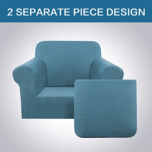 2 Pieces Armchair Cover Chair Slipcovers with Arms Furniture Protector Cover Fit Armchair Width Up to 47 Inch (Small / Storm Blue)
