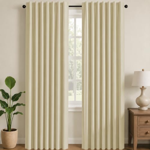 Room Darkening Curtains for Living Room (Beige / 70"W x 108"L (Pack of 2))