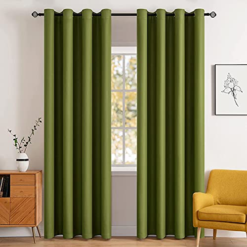 Moss Green Blackout Bedroom Curtains Drapes 72 Inch Long 52"x72" (Moss Green / 52"W x 72"L (Pack of 2))