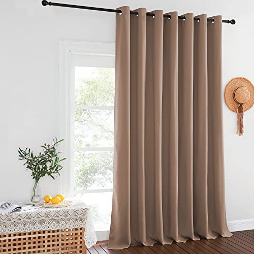 Blackout Curtains for Sliding Glass Door Room Divider Noise Reduce Curtain Panel Portable Window Screen Sliding Partition (Cappuccino / 100"W x 102"L (Pack of 1))