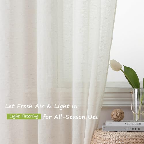 Natural Linen Textured Sheer Curtains 84 inches Length 2 Panels Set (Natural / 40"W x 84"L (Pack of 2))