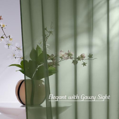 Voile Sheer Forest Green Christmas Curtains (Forest Green / 54"W x 84"L (Pack of 2))