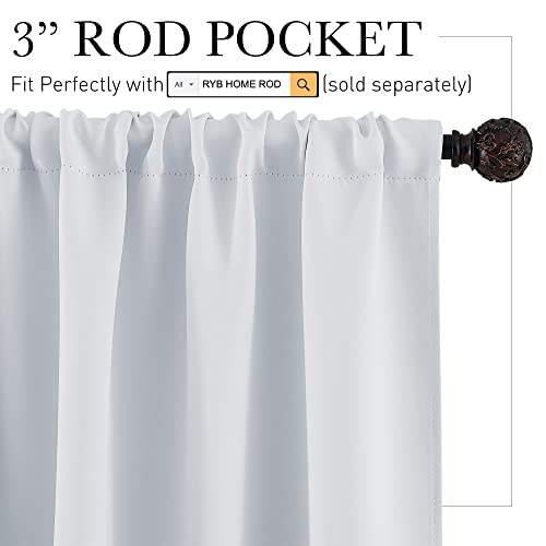 Short Privacy Curtains 30 inch Long for Bathroom Window (Greyish White / 42"W x 30"L (Pack of 2))