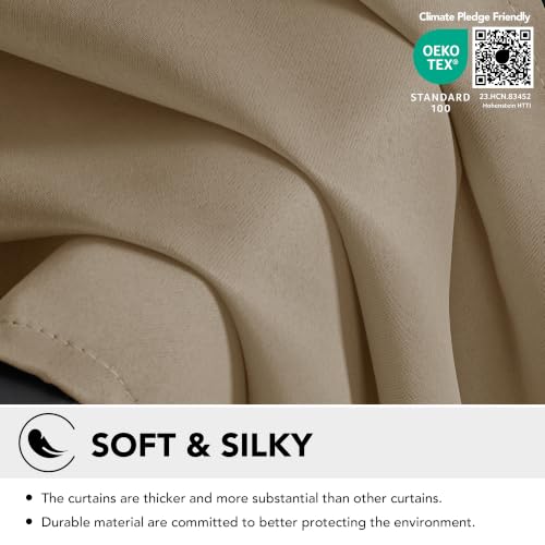 Blackout Curtains for Bedroom 108 Inches Long (Khaki / 52"W x 108"L (Pack of 2))