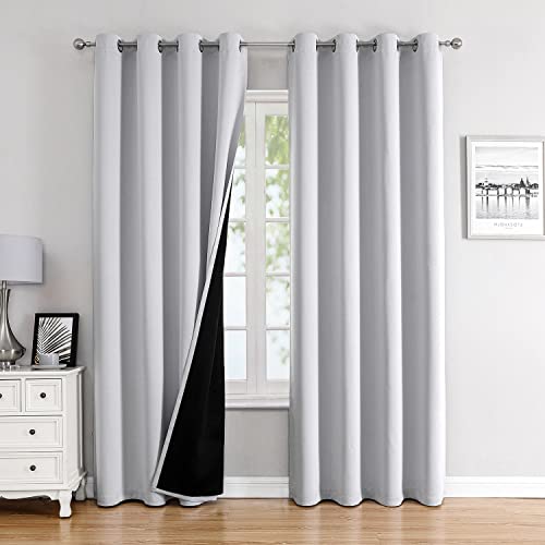 100% Blackout Curtains for Bedroom 120 Inches Long 2 Panels Set (52"W x 120"L (Pack of 2) / Greyish White)