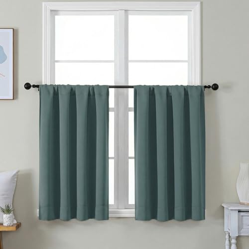 Ava Dark Green Short 36 Inches Blackout Curtain 2 Panels Set (Dark Green / 40"W x 36"L (Pack of 2))