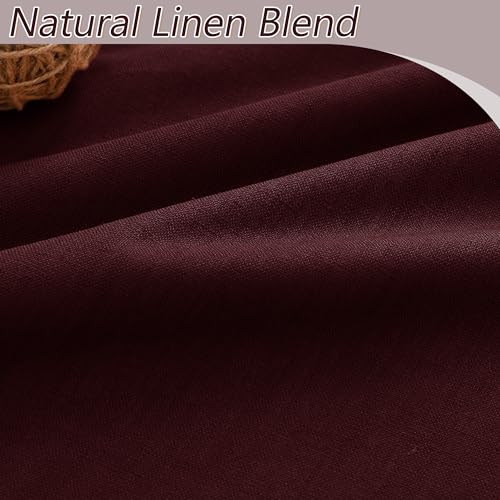100% Blackout Curtains 108 Inch Length 2 Panels Set for Living Room Bedroom Back Tab Thermal Insulated Black Out Linen Drapes Room Darkening Window Curtains 108 Inches Long (Burgundy / 52"W x 108"L (Pack of 2))