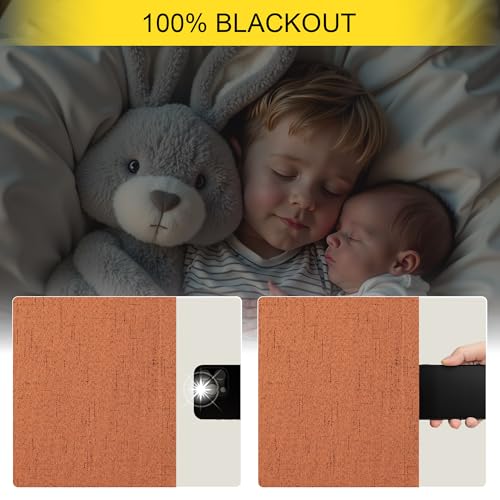 Burnt Orange 100% Blackout Window Curtain Panels Light Blocking Linen Boho Black Out Drape for Nursery 84 Inch Long Thermal Insulated Draperies for Living Room Bedroom Fall Decor 2 Pieces 52x84 Length (Burnt Orange / 52"W x 84"L (Pack of 2))