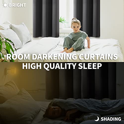 Dark Grey Blackout Curtains for Bedroom 63 Inch Long (Dark Grey / 46"W x 63"L (Pack of 2))